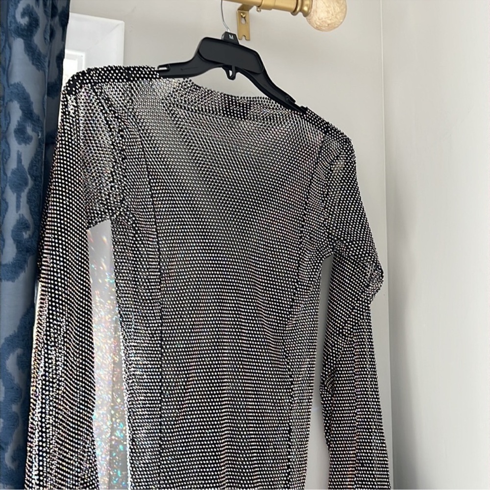 Santas brands Feathers Mini Dress in Sheer Mesh Sz M/L - Picture 6 of 15